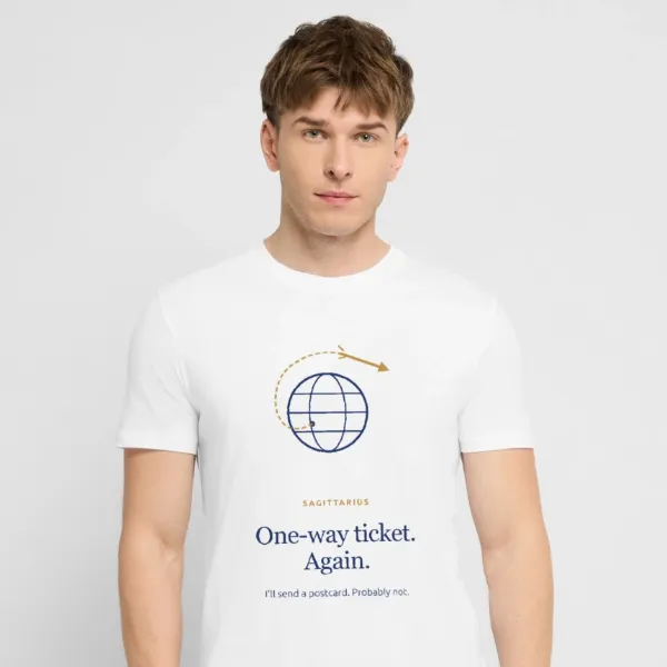 Sagittarius – One-Way Ticket, Again · Unisex organic T-shirt